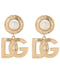 Dolce & Gabbana - カボション ディテール&Dgロゴ ドロップ イヤリング - Lyst