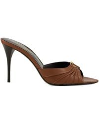 Saint Laurent - 90Mm Babylone Leather Heeled Sandals - Lyst