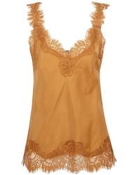 Gold Hawk - Megan Lace-Trim Silk Top - Lyst