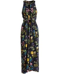Bally - Floral-print Silk Midi Dress - Lyst