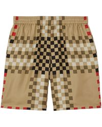 Burberry - Pixel Check Silk Shorts - Lyst