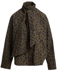 Essentiel Antwerp - Khaleesi Leopard-Print Pussy-Bow Shirt - Lyst