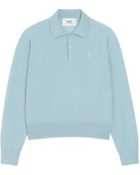Ami Paris - Logo-Embroidery Polo Shirt - Lyst