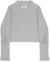 MM6 by Maison Martin Margiela - Geribbelde Trui Met Uitgesneden Details - Lyst