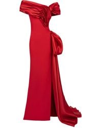 Gaby Charbachy - Ruffled Bow-Embellished Evening Gown - Lyst