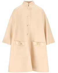 Valentino Garavani - Bow-Embellished Cape Coat - Lyst