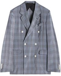 Lanvin - Double-Breasted Checked Blazer - Lyst