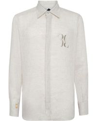 Billionaire - Monogram-embroidered Linen Shirt - Lyst