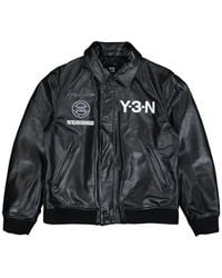 Y-3 - Logo Leather Bomber Jacket - Lyst