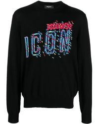 DSquared² - Intarsia-Knit Logo Jumper - Lyst