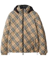 Burberry - Reversible Check Puffer Jacket Sand - Lyst