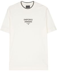 Emporio Armani - T-shirt en coton à logo texturé - Lyst