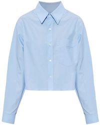 Alexander Wang - Logo-Embroidered Cotton Cropped Shirt - Lyst
