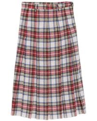 MM6 by Maison Margiela - Tartan-Check Pleated Midi Skirt - Lyst