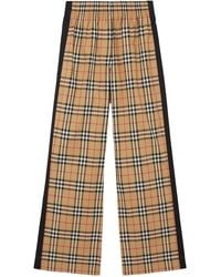Burberry - Checked Cotton Trousers - Lyst