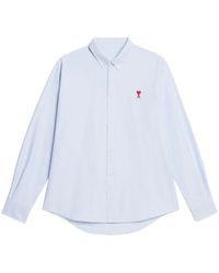 Ami Paris - Camisa con logo bordado y rayas - Lyst