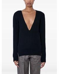 Rick Owens - Ribbed-Knit V-Neck Sweater - Lyst