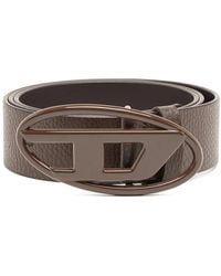 DIESEL - 4Cm Leather Belt With Matte Oval D Buckle - Lyst