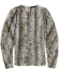 Twinset - Bluse Aus Chiffon-Krepp Mit Schlangenleder-Print - Lyst