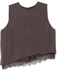 Vince - Lace-Trim Sleeveless Blouse - Lyst