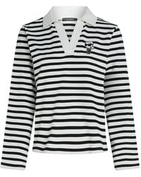 KARL LAGERFELD - Ikon Striped Polo-Collar T-Shirt - Lyst