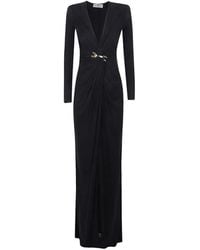 Elisabetta Franchi - Hardware-Detail Gathered Maxi Dress - Lyst
