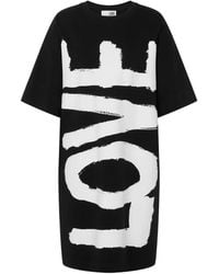 Love Moschino - Printed Cotton Jersey Dress - Lyst