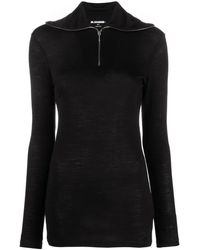 Jil Sander - High-Collar Long-Sleeve Top With Zipper Detail - Lyst