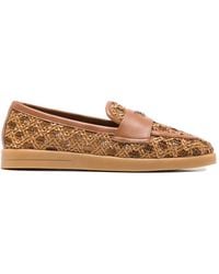 Casadei - Woven Logo-Plaque Loafers - Lyst
