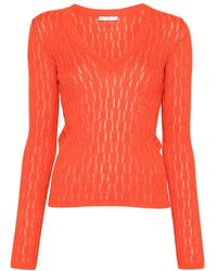Patrizia Pepe - V-Neck Long-Sleeve Sweater - Lyst