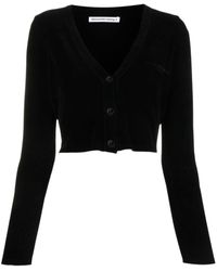 Alexander Wang - Logo-embroidered Cropped Cardigan - Lyst
