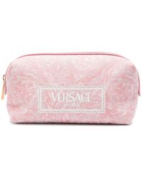 Versace - Embroidered-logo Jacquard Toiletry Bag - Lyst