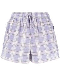 Ganni - Check-print Seersucker Shorts - Lyst