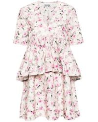 Ganni - Floral-Print Ruffled Dress - Lyst
