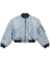 Balenciaga - Faded-Effect Denim Bomber Jacket - Lyst