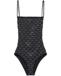 Prada - Jersey Badpak Met Stras - Lyst