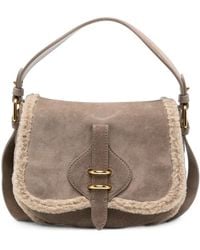 Coccinelle - Shearling-Trim Suede Shoulder Bag - Lyst