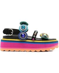 Kurt Geiger - Octavia Crystal-Embellished Platform Sandals - Lyst