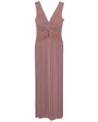 Hervé Léger - V-Neck Pleated Dress - Lyst