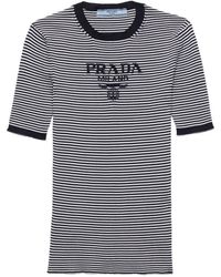 Prada - Striped Silk Crew-Neck Sweater - Lyst