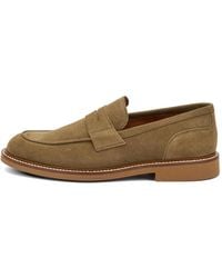 Frau - Distressed-Effect Suede Loafers - Lyst