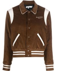 Sporty & Rich - Logo-Embroidered Corduroy Bomber Jacket - Lyst