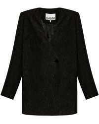 Ganni - Textured Collarless Jacket - Lyst