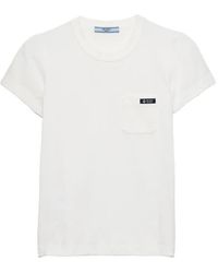 Prada - T-Shirt Met Ronde Hals Met Zak - Lyst