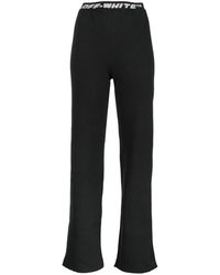 Off-White c/o Virgil Abloh - Logo-Tape Ribbed-Knit Trousers - Lyst