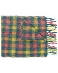 ANDERSSON BELL Check-print Frayed-edge Scarf - Green
