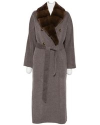 Liska - Fur-Trim Double-Breasted Coat - Lyst