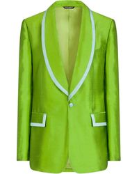 Dolce & Gabbana Silk Contrast-trim Blazer - Green
