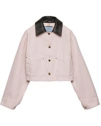 Prada - Leather Collar Patch-Pockets Jacket - Lyst