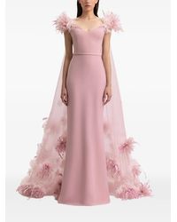 Gemy Maalouf - Robe À Appliqué Floral Et Cape - Lyst